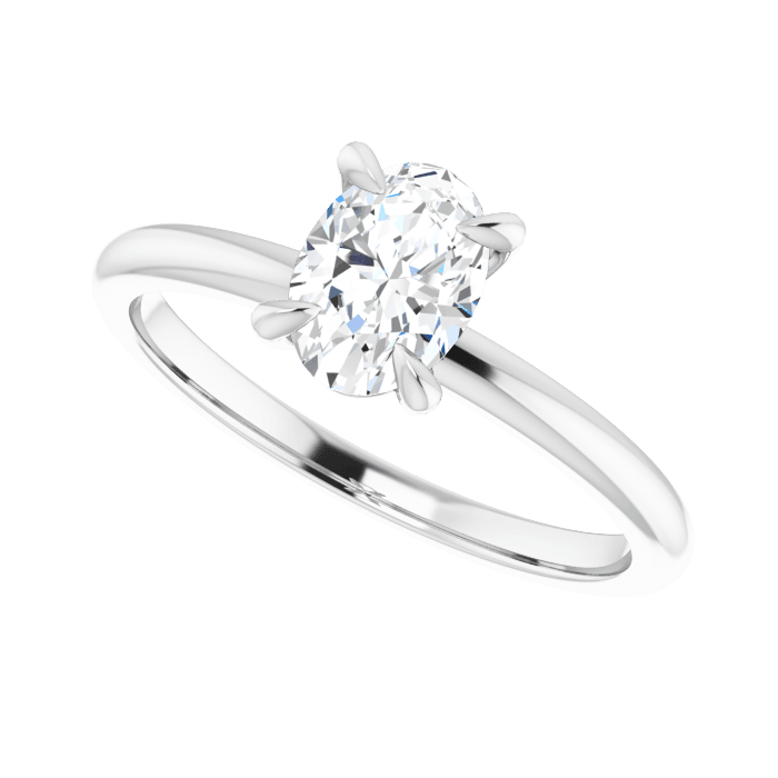 Oval Solitaire Ring White Gold