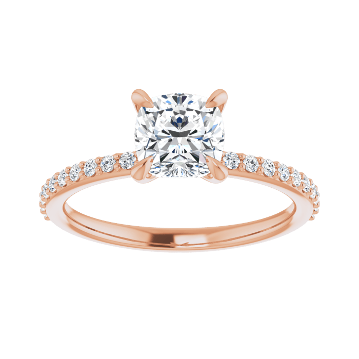 Cushion Pavé Solitaire Ring Roségold