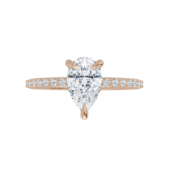 Tropfen Pavé Solitaire Ring Roségold